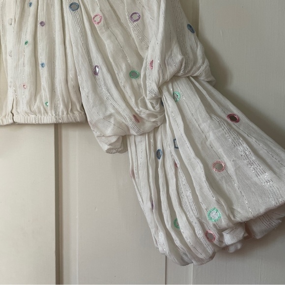 Rococo Sand Embellished Plissé Cropped Top Off White Size XS - Picture 8 of 13